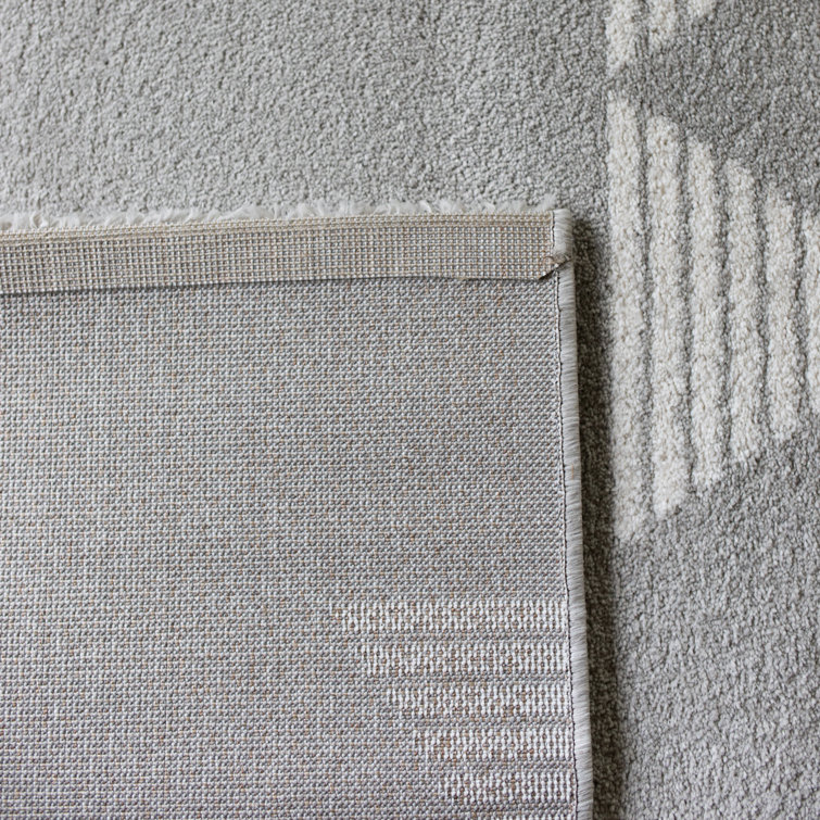 Gray Geometric Kids' 5' x 7' Microfiber Area Rug