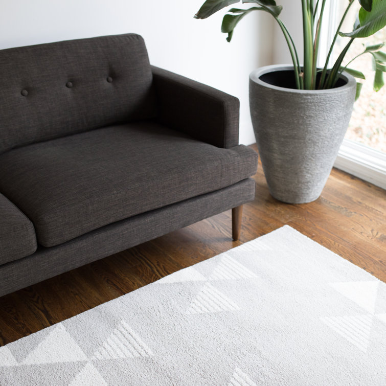 Gray Geometric Kids' 5' x 7' Microfiber Area Rug