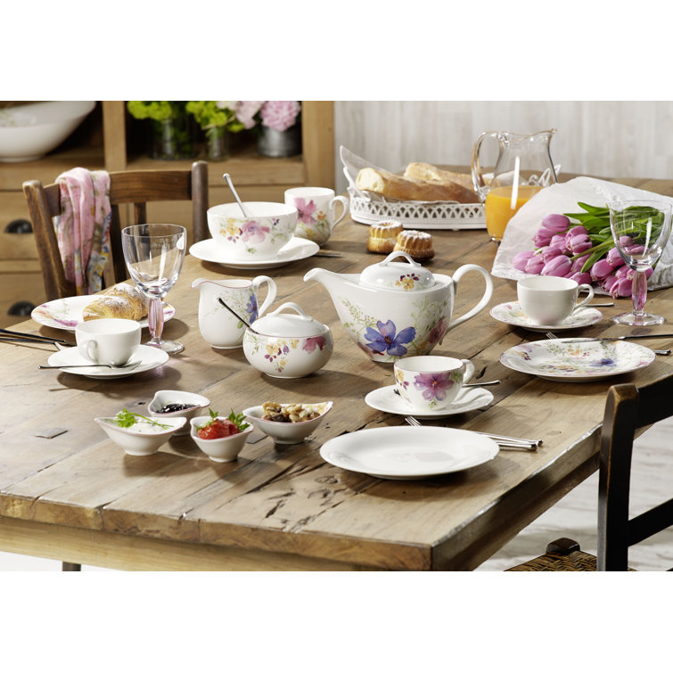 Mariefleur Multicolor Floral Porcelain Teacup with Trim Embellishment