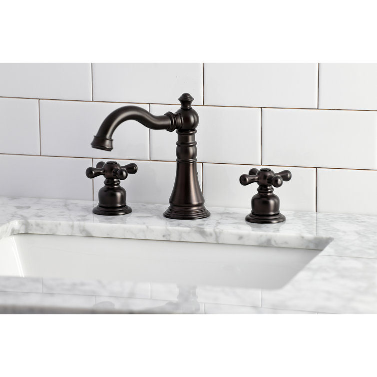 Matte Black Traditional Widespread Bathroom Faucet with Cross Handles