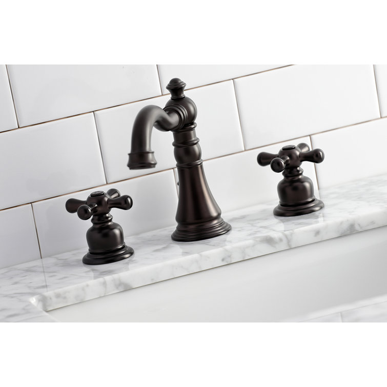 Matte Black Traditional Widespread Bathroom Faucet with Cross Handles