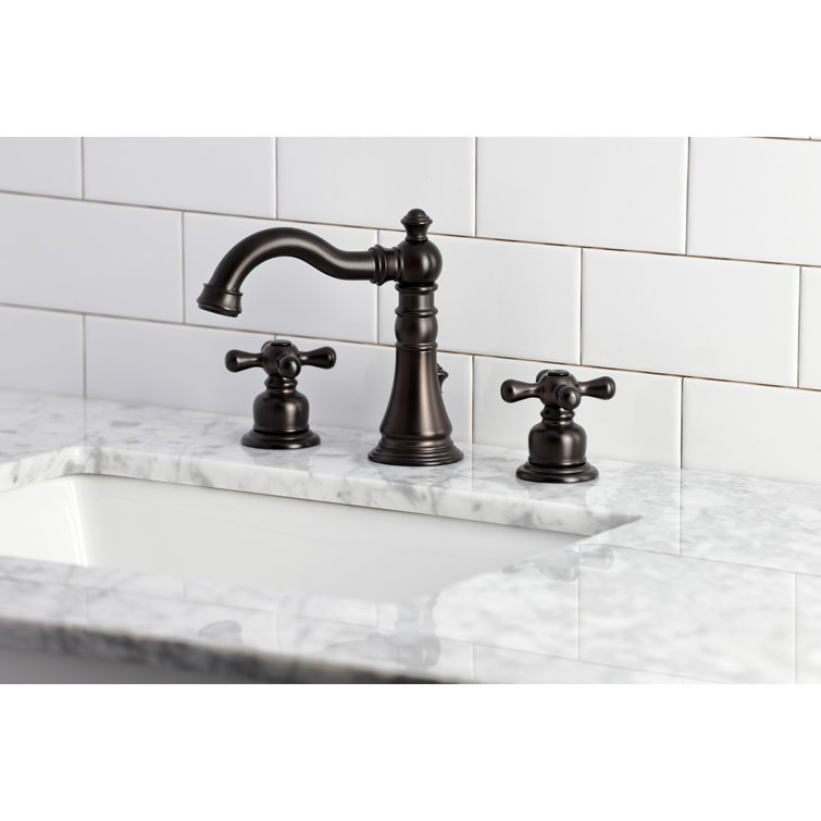 Matte Black Traditional Widespread Bathroom Faucet with Cross Handles
