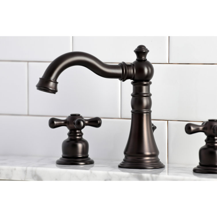 Matte Black Traditional Widespread Bathroom Faucet with Cross Handles