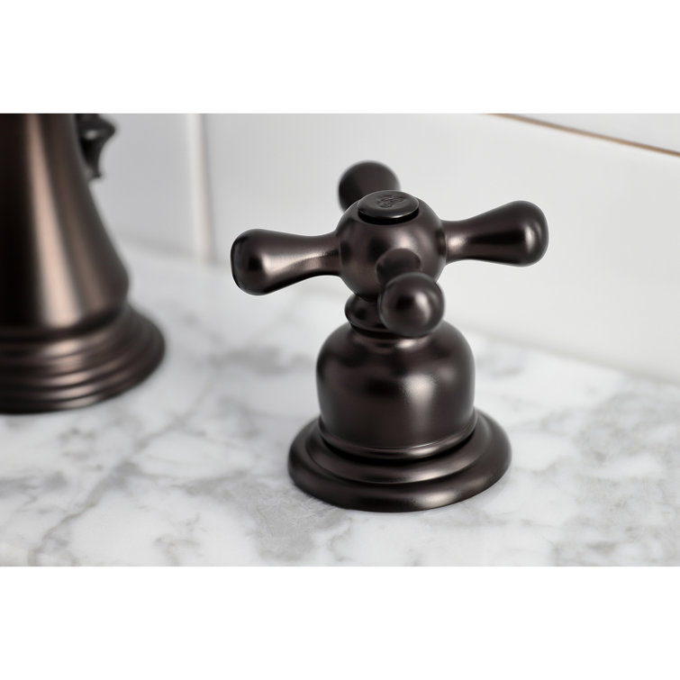 Matte Black Traditional Widespread Bathroom Faucet with Cross Handles
