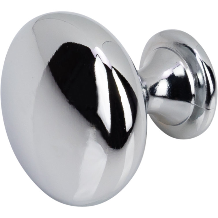 Polished Chrome Round Mushroom Cabinet Knob with Mounting Hardware