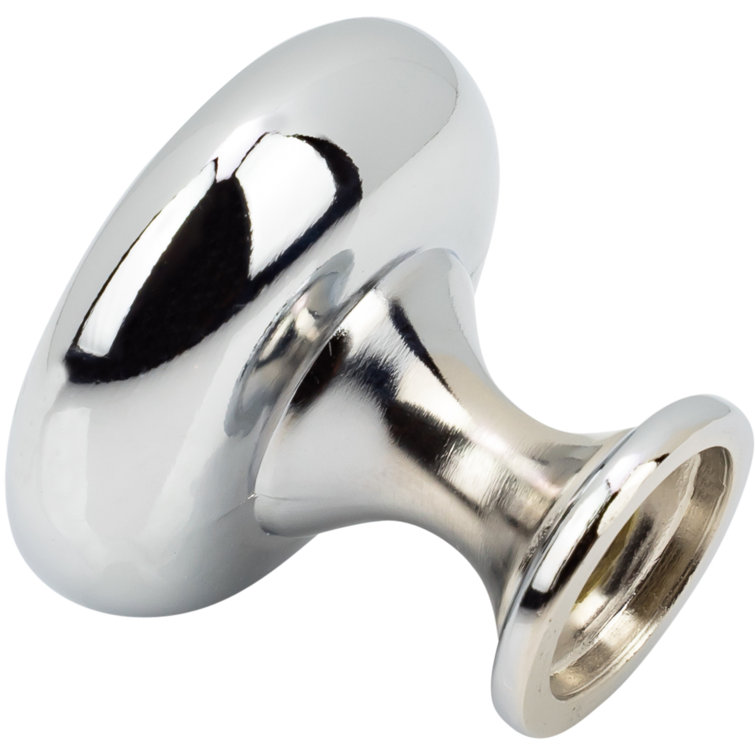 Polished Chrome Round Mushroom Cabinet Knob with Mounting Hardware