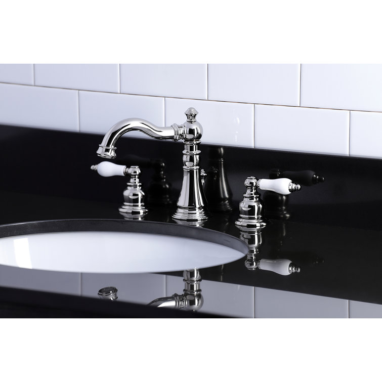 Polished Nickel Traditional Widespread Bathroom Faucet with Drain