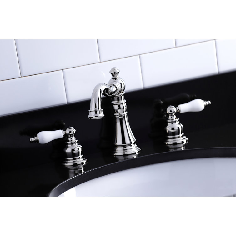 Polished Nickel Traditional Widespread Bathroom Faucet with Drain