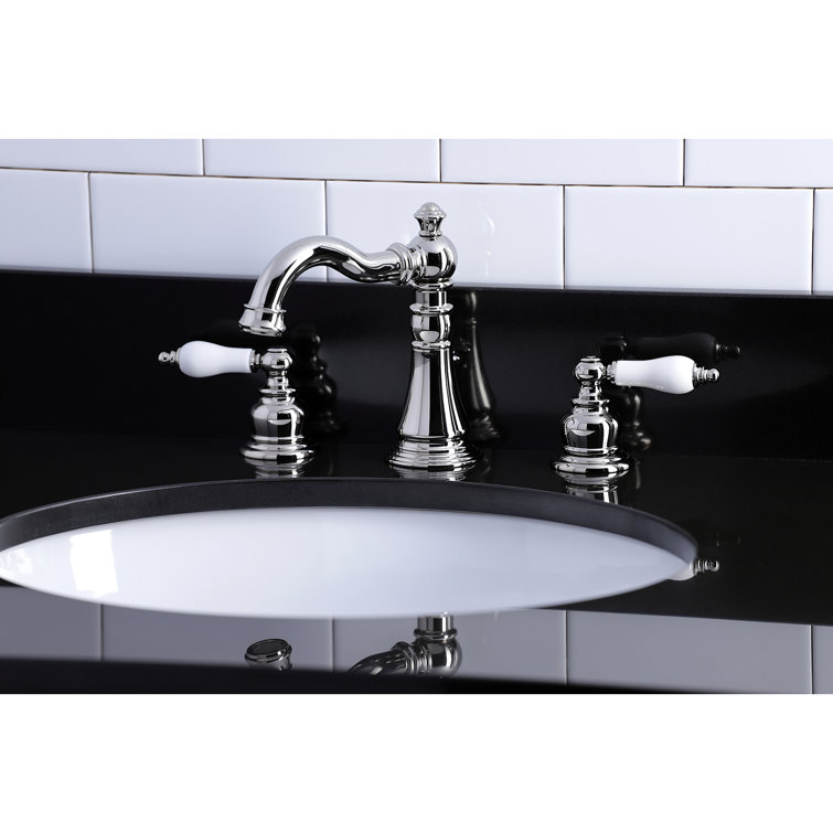 Polished Nickel Traditional Widespread Bathroom Faucet with Drain