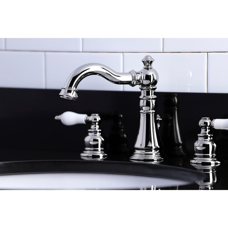 Polished Nickel Traditional Widespread Bathroom Faucet with Drain