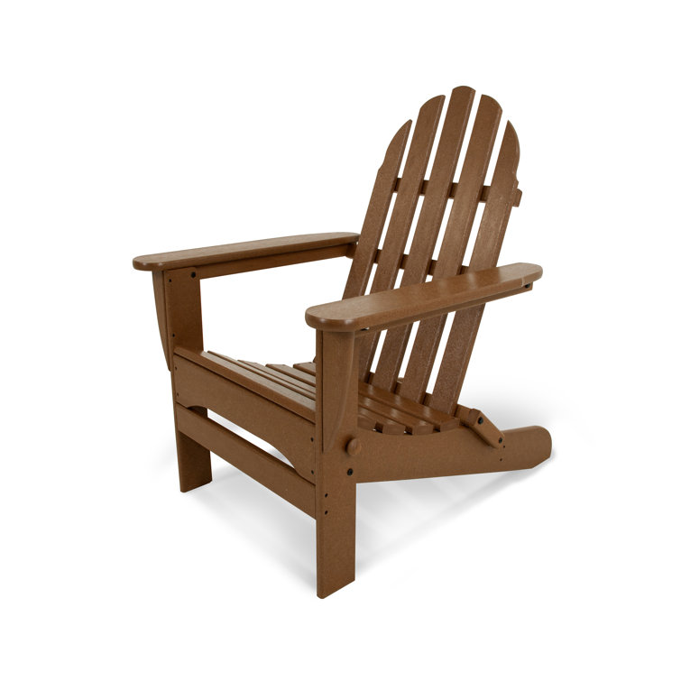 Eco-Friendly Dark Teak Polywood Folding Adirondack Chair