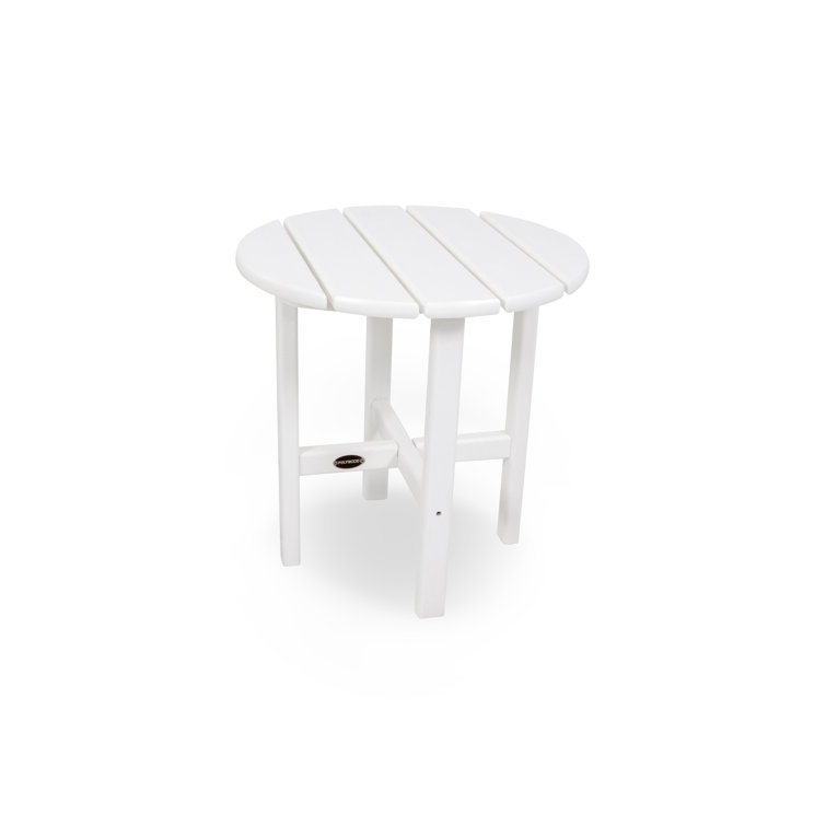 White 18" Round Polywood Outdoor Side Table