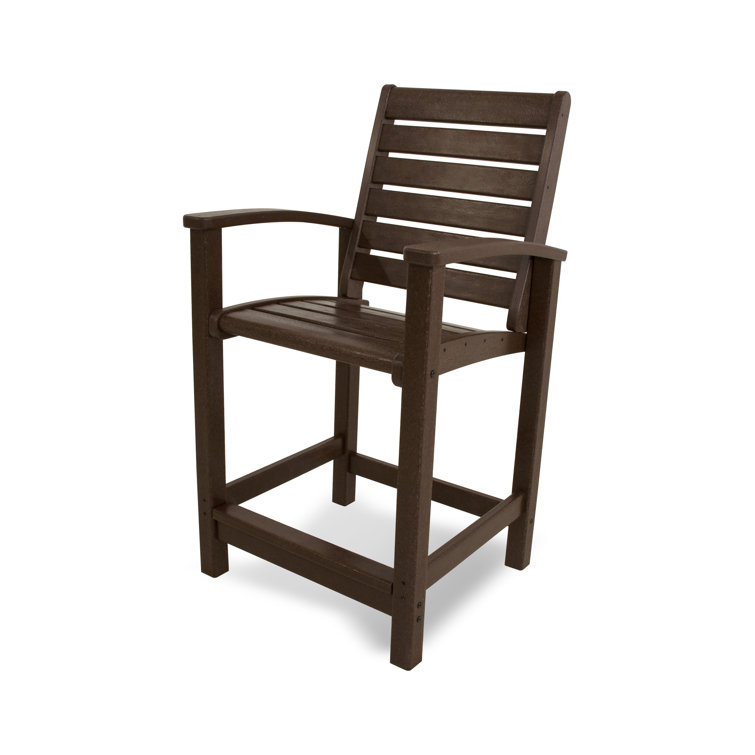 Sleek Mahogany POLYWOOD Signature 34" Outdoor Counter Chair