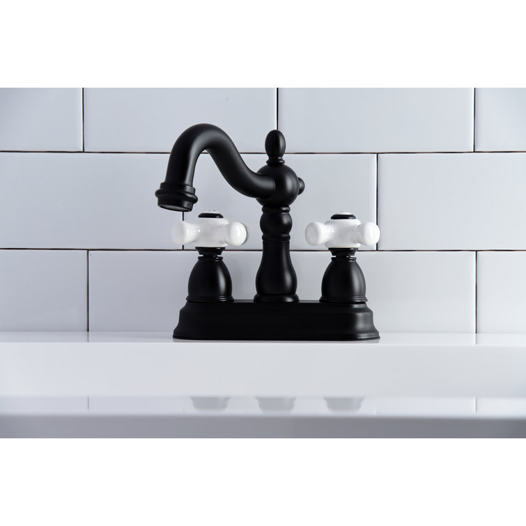 Matte Black Traditional 4-Inch Centerset Bathroom Faucet