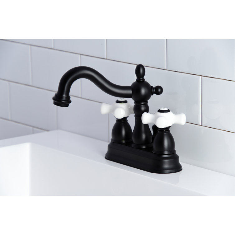 Matte Black Traditional 4-Inch Centerset Bathroom Faucet