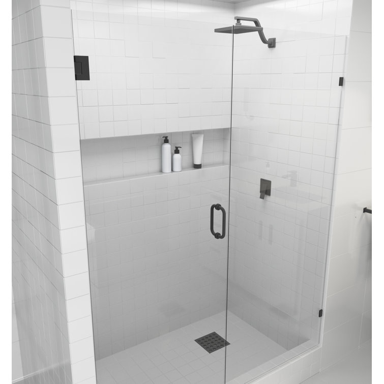Illume Matte Black 78" x 64.25" Frameless Glass Shower Door