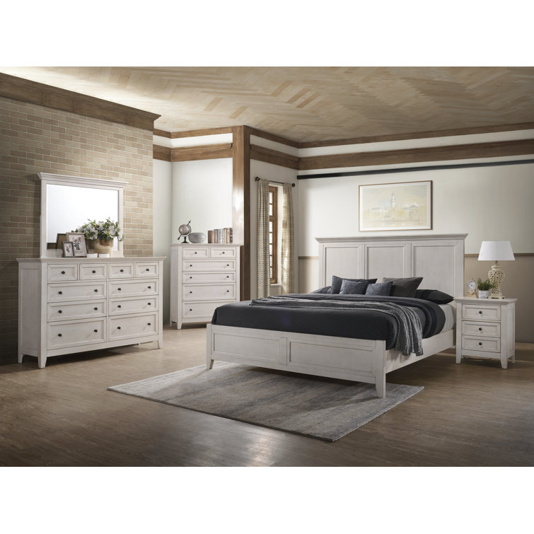 Transitional White Solid Wood Rectangular Dresser Mirror