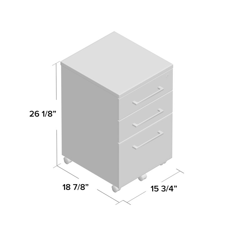 Parkside Light Brown Oak 3-Drawer Lockable Mobile File Cabinet