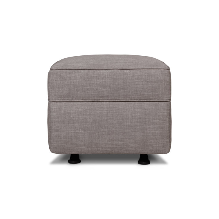 Steel Gray Tweed Square Gliding Ottoman with Metal Frame