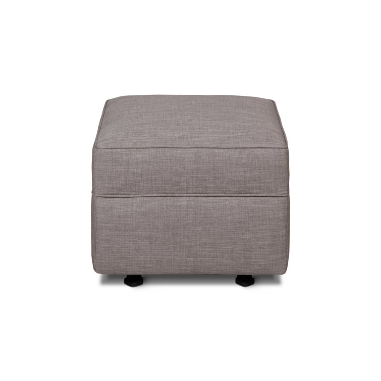 Steel Gray Tweed Square Gliding Ottoman with Metal Frame