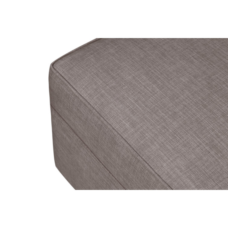 Steel Gray Tweed Square Gliding Ottoman with Metal Frame