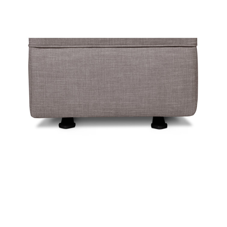 Steel Gray Tweed Square Gliding Ottoman with Metal Frame