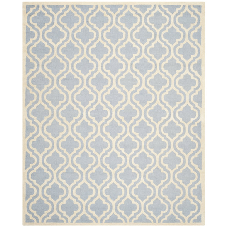Hand-Tufted Wool Elegance Round Rug in Light Blue/Ivory, 2' x 3'