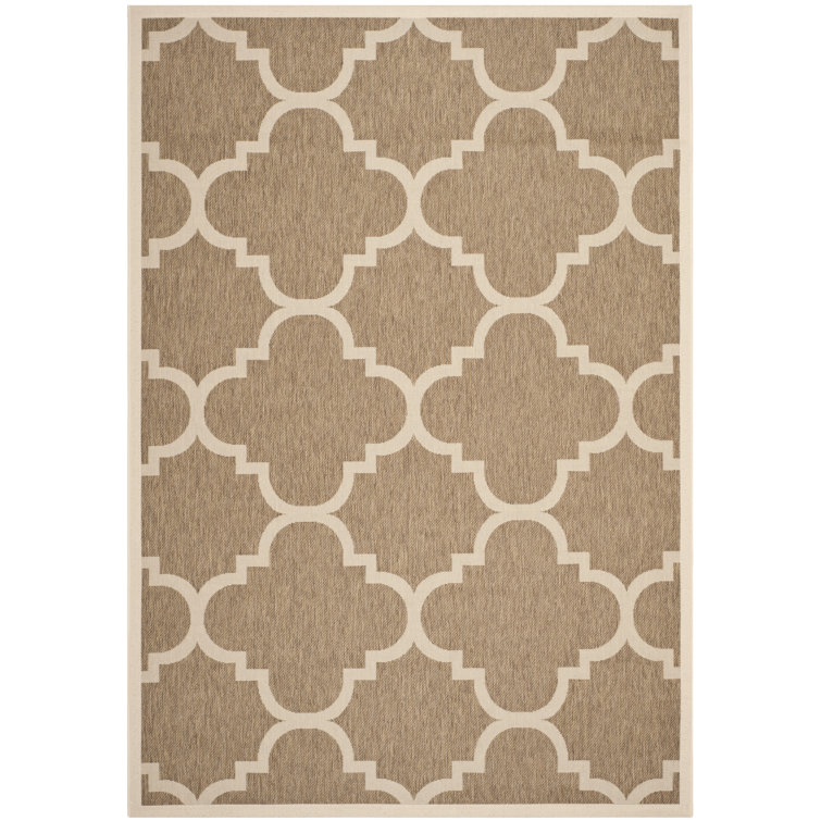 Taupe and Greige Geometric Outdoor Area Rug