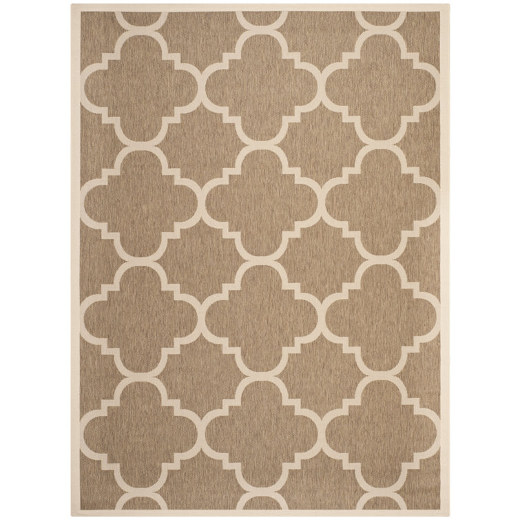 Taupe and Greige Geometric Outdoor Area Rug