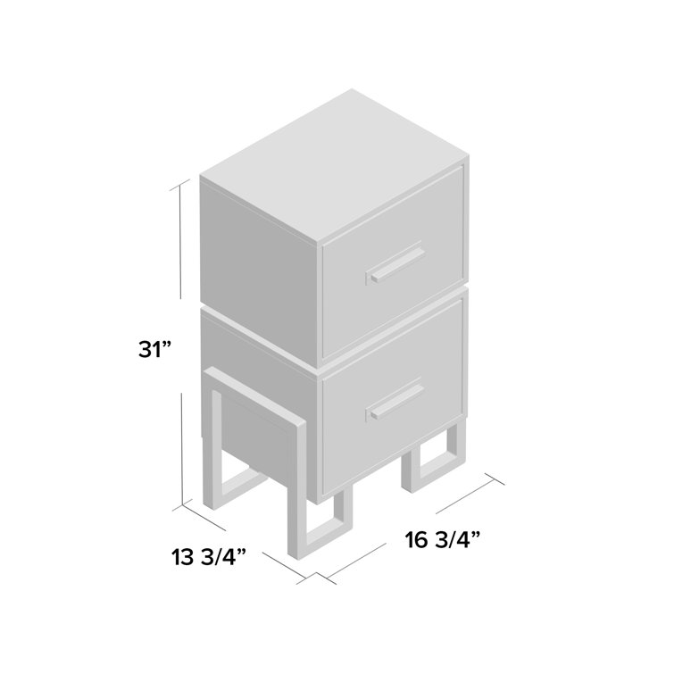 Industrial Black and Brown 2-Drawer Vertical Filing Cabinet