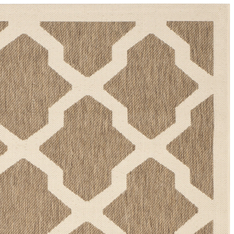 Brown and Bone Rectangular Indoor/Outdoor Area Rug