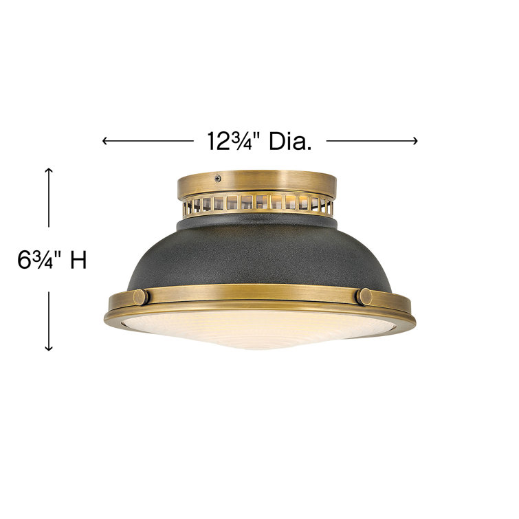 Heritage Brass and Aged Zinc 2-Light Flush Mount Ceiling Fixture