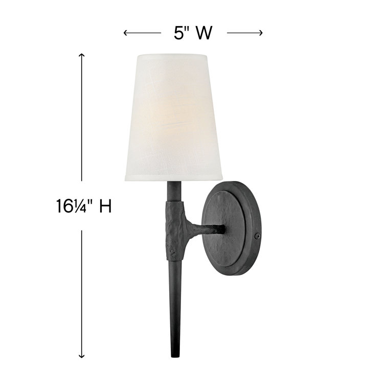 Beaumont Dimmable Black Wall Sconce with Off-White Linen Shade