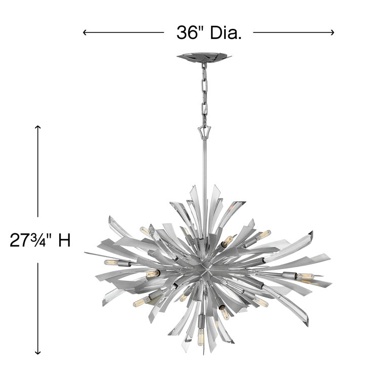 Vida 36-Inch Glacial Steel 13-Light Dimmable Sputnik Chandelier