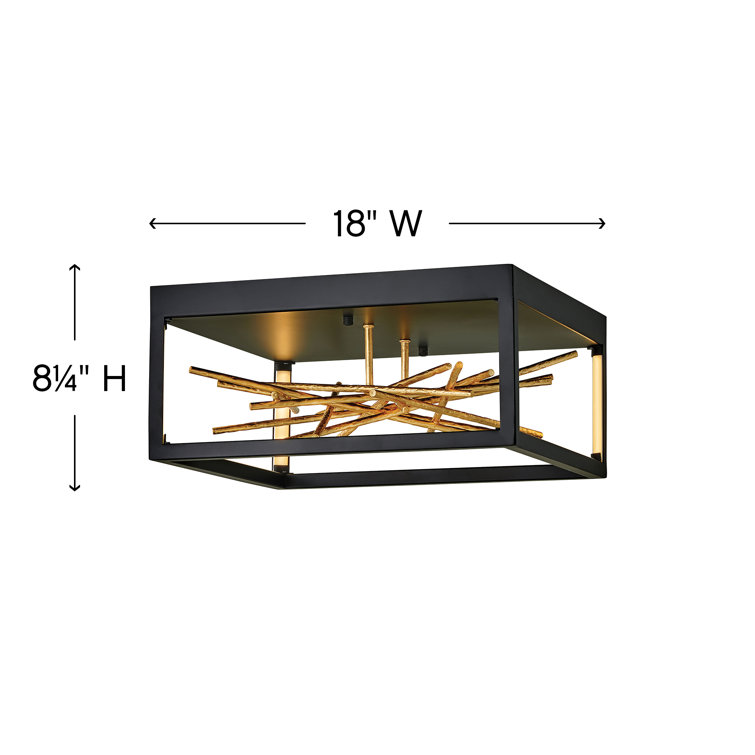 Styx 18" Black and Gilded Gold LED Flush Mount Light