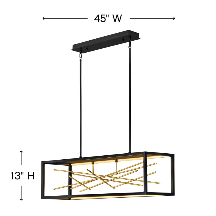 Styx Black and Gilded Gold 48" LED Linear Chandelier with Dimmable Light