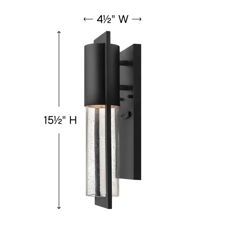 Sleek Black Aluminum LED Wall Light with Clear Seedy Glass