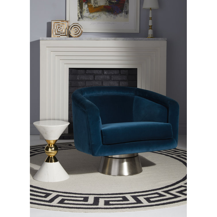 White Marble and Brass Round Accent Table