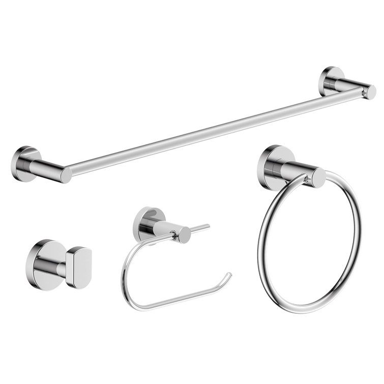 Polished Chrome 4-Piece Bathroom Hardware Set