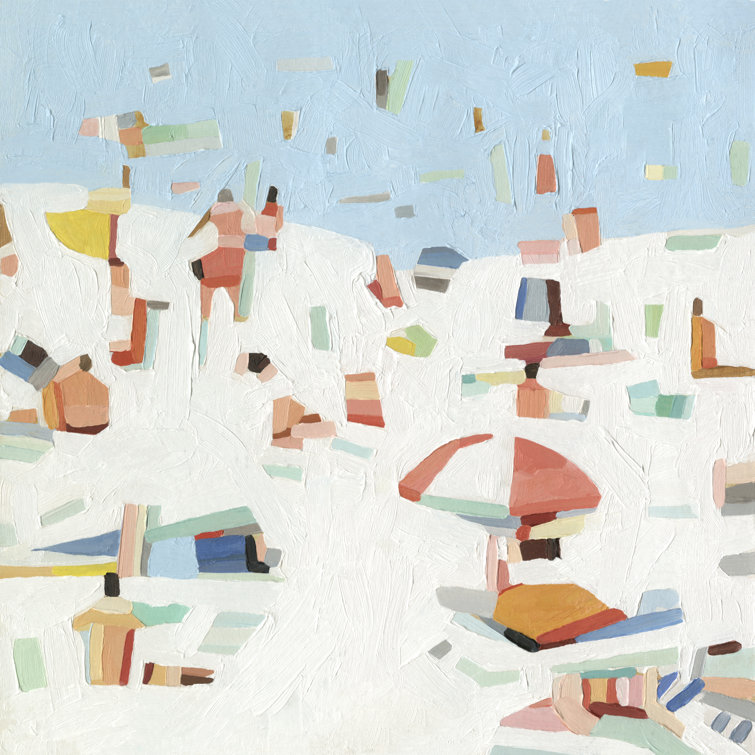 Summer Confetti Abstract Beach Scene Print with White Frame