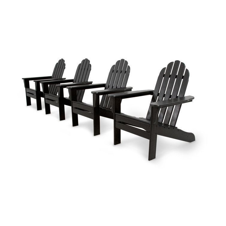 Black High-Density Polyethylene 4-Piece Adirondack Chair Set