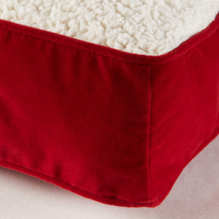 Small Crimson Orthopedic Dog Bed with Sherpa Panel