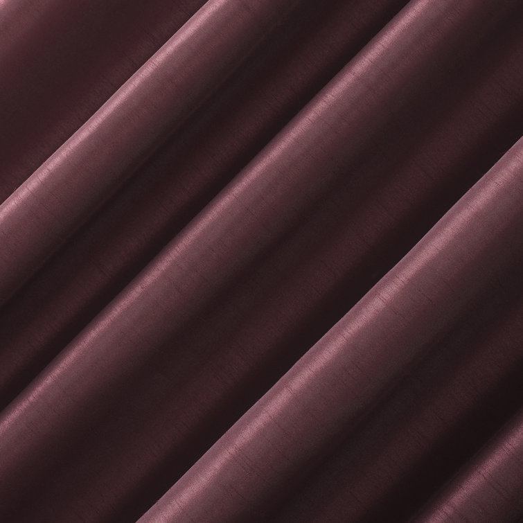 Bordeaux Red Faux Silk Blackout Back Tab Curtain Panel