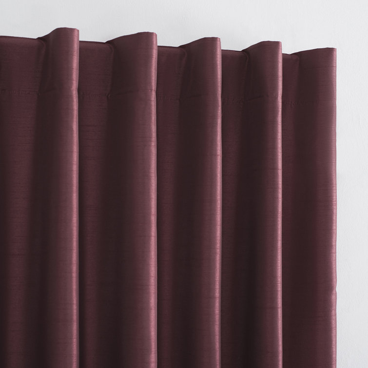 Bordeaux Red Faux Silk Blackout Back Tab Curtain Panel