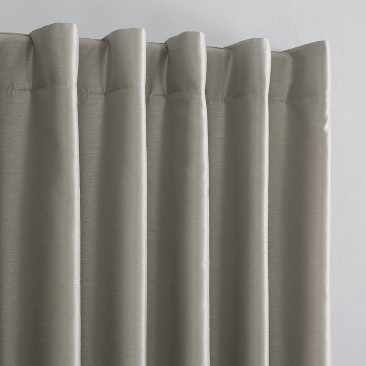 Stone Beige Faux Silk Blackout Curtain Panel, 50" x 63"