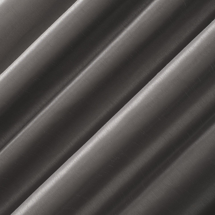 Gray Faux Silk Blackout Back Tab Curtain Panel, 50" x 84"