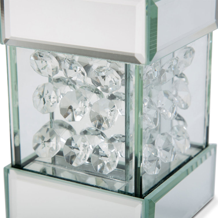 Elegant Montreal 20'' Crystal Glass Candlestick with Mirror Accents