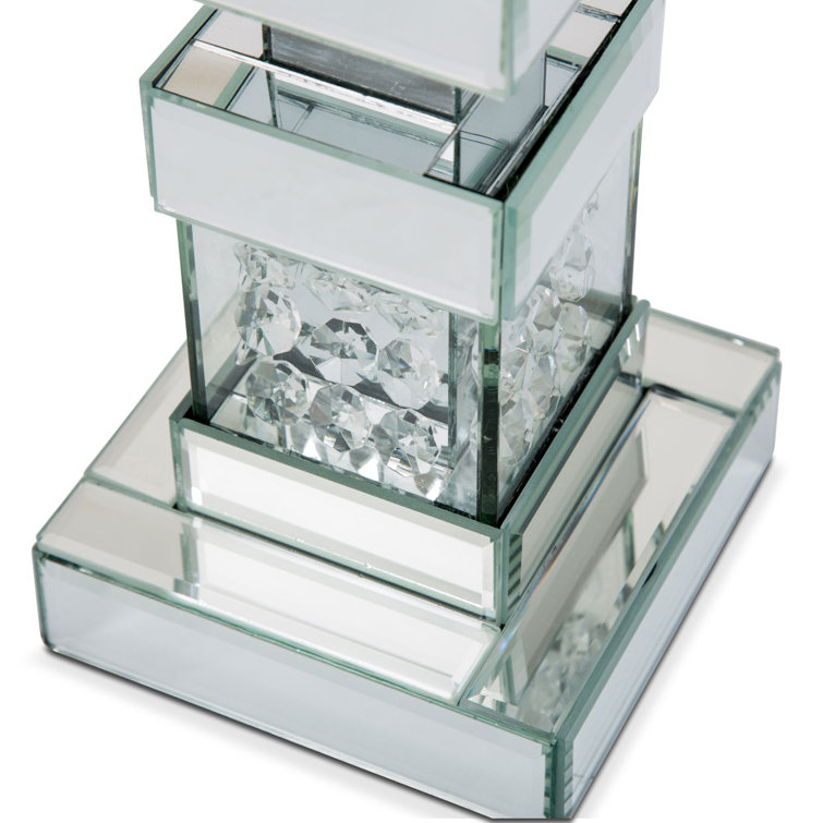 Elegant Montreal 20'' Crystal Glass Candlestick with Mirror Accents