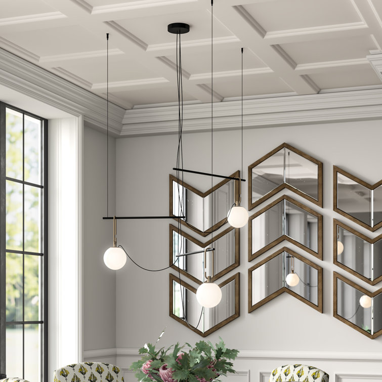Elegant Cluster Globe Pendant Light in Brushed Brass and White Glass