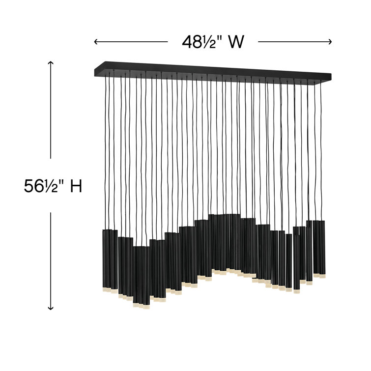 Harmony Black Brass 45-Light LED Adjustable Chandelier